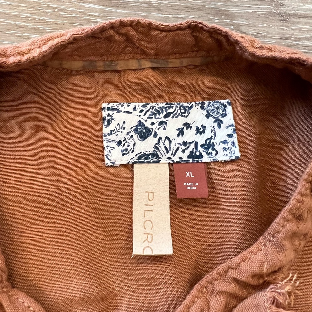 Pilcro Brown Button Down Shirt with Fringe Detail - Picture 5 of 13